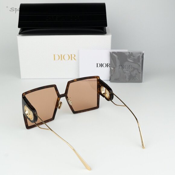 NEW Dior 30MONTAIGNE SU CD40030U 53Y 26L0 Havana Brown Women Square Sunglasses - Picture 10 of 11